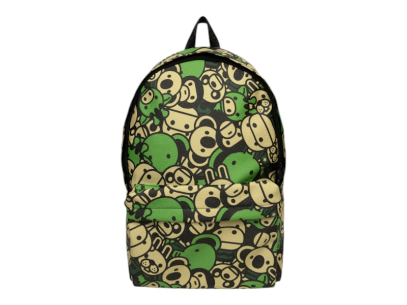 Pre-owned Bape Baby Milo Faux Leather Large Backpack In Apple Green