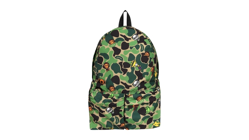 Pre-owned Bape Baby Milo Large Bucket Backpack In Army Green