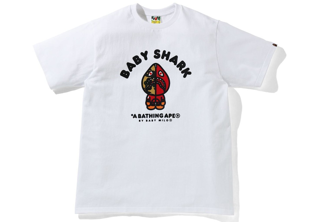 Pre-owned Bape Baby Milo Shark College Tee White/red