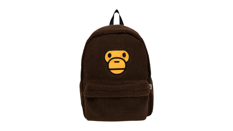 Pre-owned Bape Baby Milo Sherpa Fur Medium Backpack In Brown