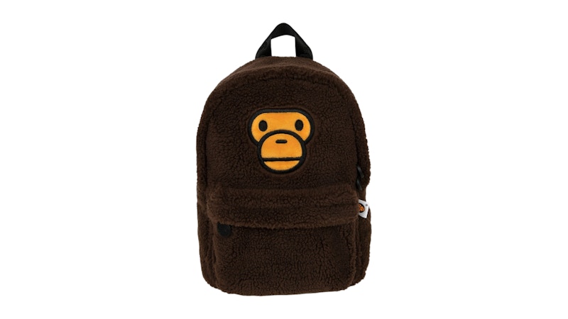 Pre-owned Bape Baby Milo Sherpa Fur Mini Backpack In Brown