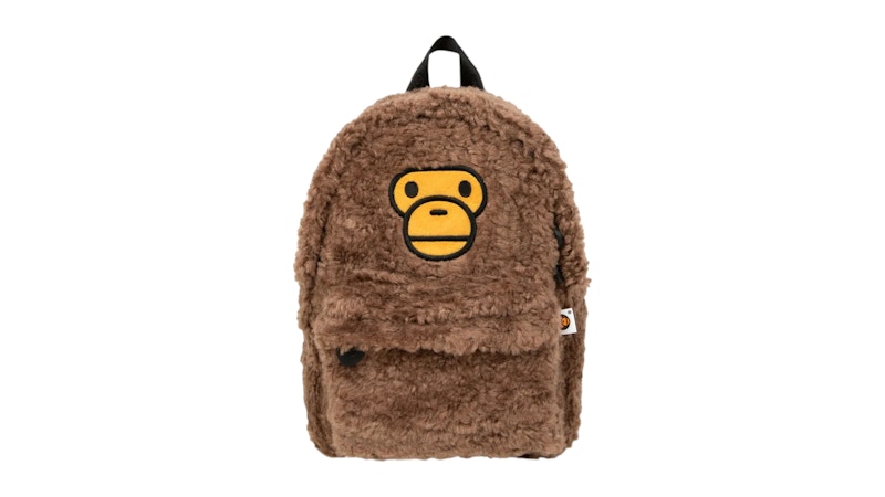 Pre-owned Bape Baby Milo Sherpa Fur Mini Backpack In Coffee In Brown