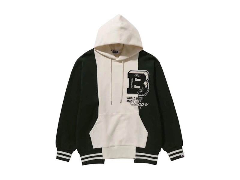 BAPE Badges Color Blocking Pullover Hoodie Ivory