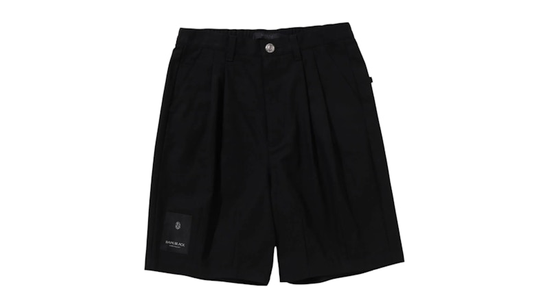 BAPE Bape Black Paisley Leather Trimmed Worker Shorts Black