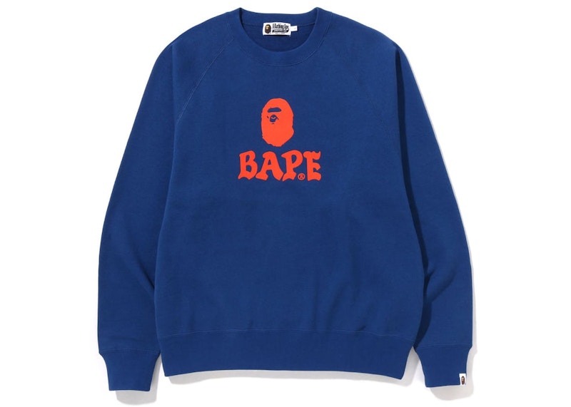 BAPE Bape Front Logo Relaxed Fit Crewneck Blue Men's - FW22 - US