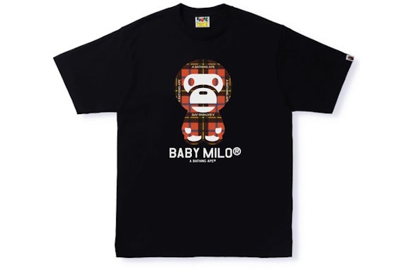 BAPE BAPE Logo Check Baby Milo Tee Nero/Rosso