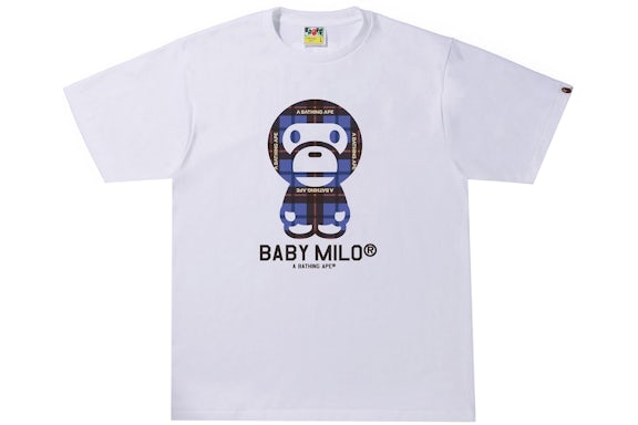 BAPE Bape Logo Check Baby Milo Tee White/Blue