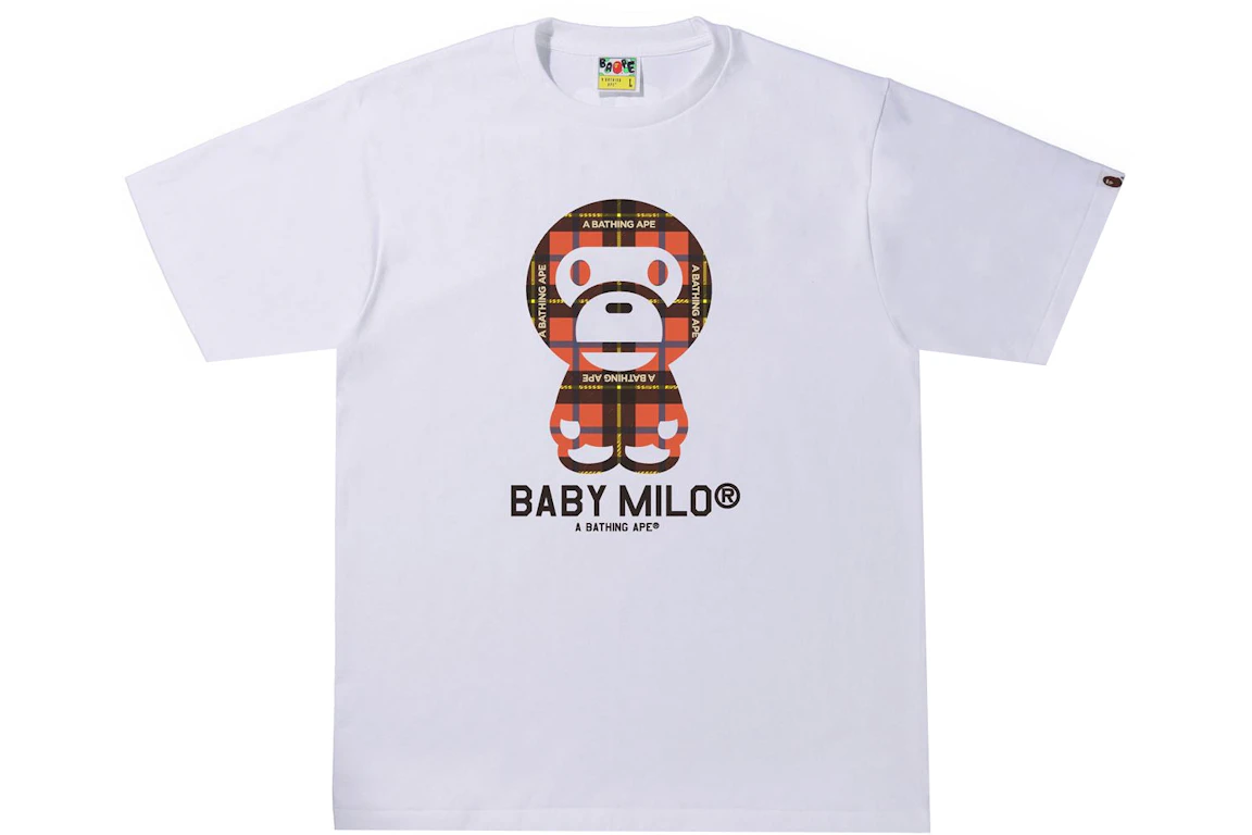 BAPE Bape Logo Check Baby Milo Tee White/Red