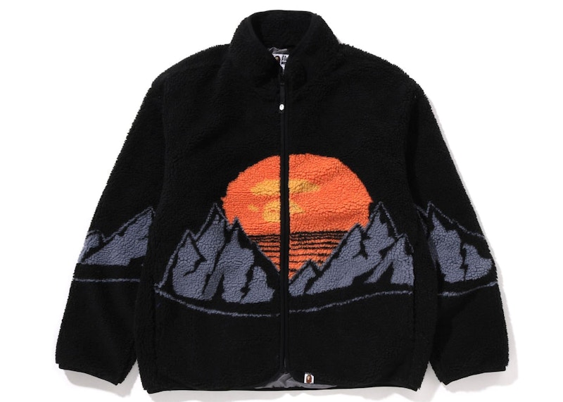 BAPE Bape Mountain Relaxed Fit Boa Jacket Black Men's - FW22