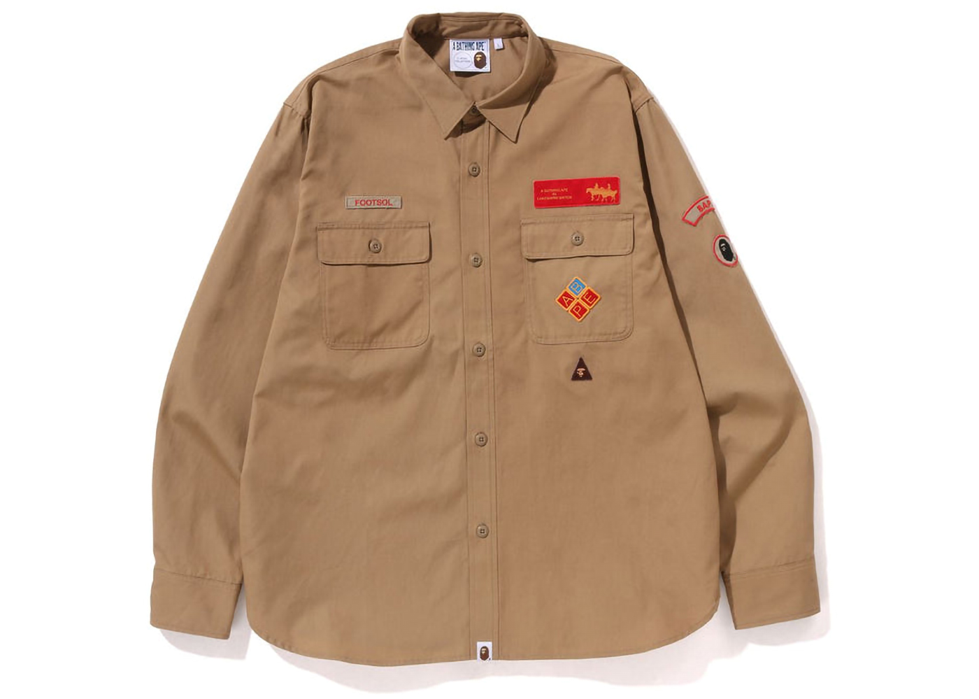 BAPE Bape Relaxed Fit Boyscout Shirt Beige Men's - SS23 - US