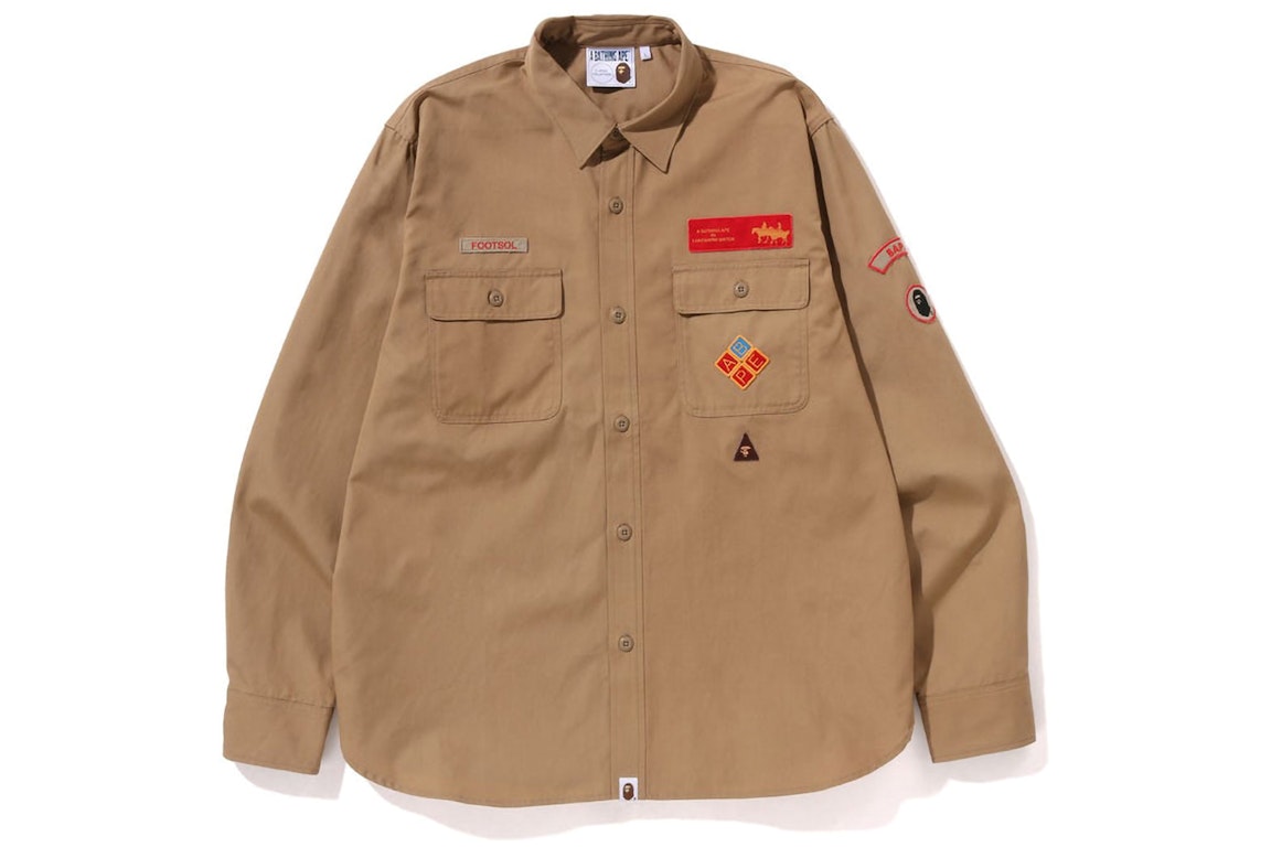 Pre-owned Bape Relaxed Fit Boyscout Shirt Beige