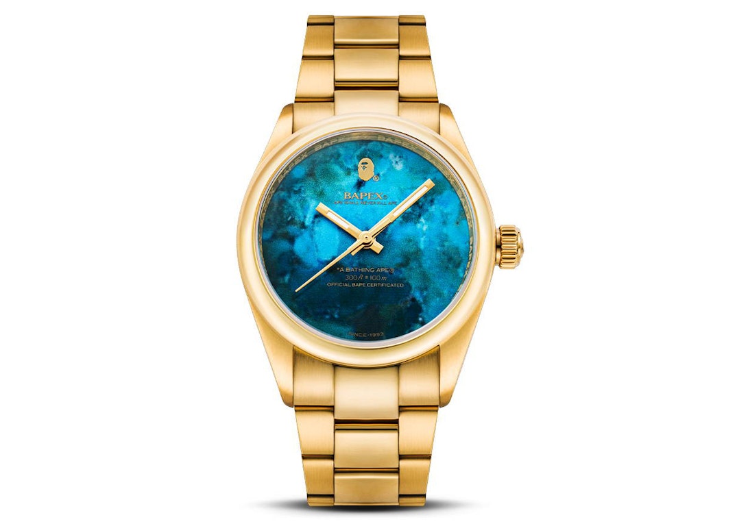 Pre-owned Bape Bathing Ape Type 7 X Watch Gold/blue