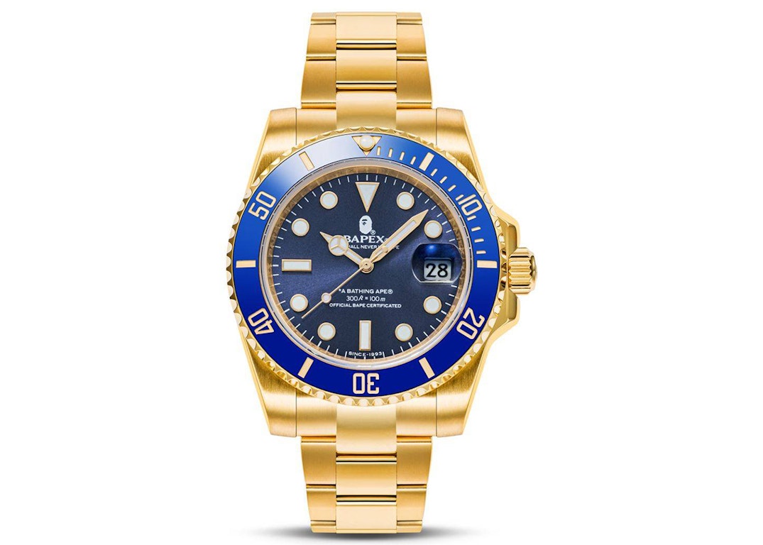Pre-owned Bape Bathing Ape Type 8 X Watch Gold/blue
