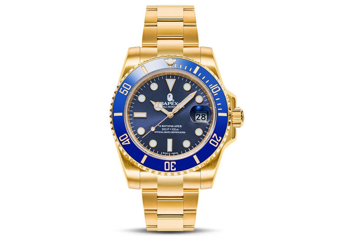 Pre-owned Bape Bathing Ape Type 8 X Watch Gold/blue