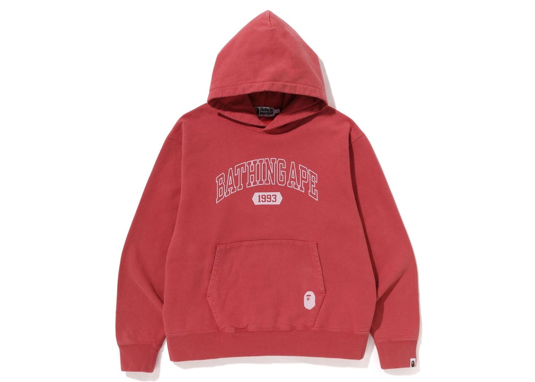 Pre-owned Bape Batihng Ape Relaxed Fit Pullover Hoodie Red
