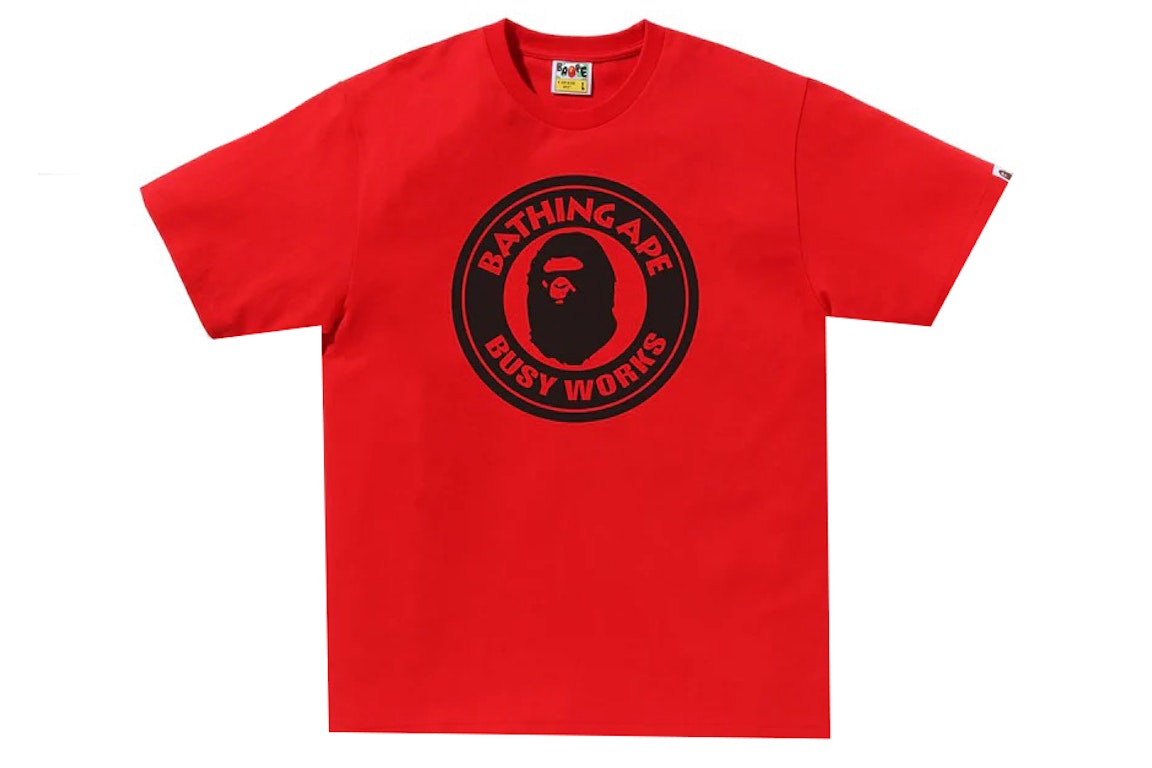 Pre-owned Bape Bicolor Busy Works Tee Red