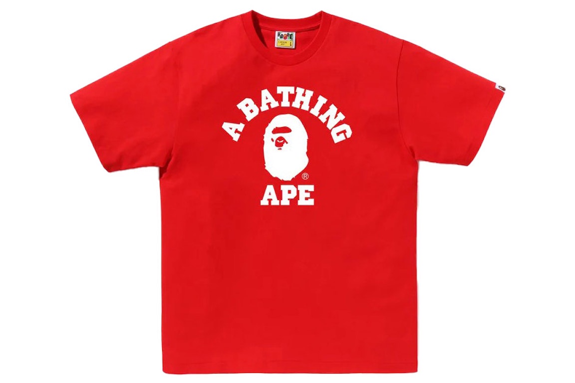 Pre-owned Bape Bicolor College Tee Red