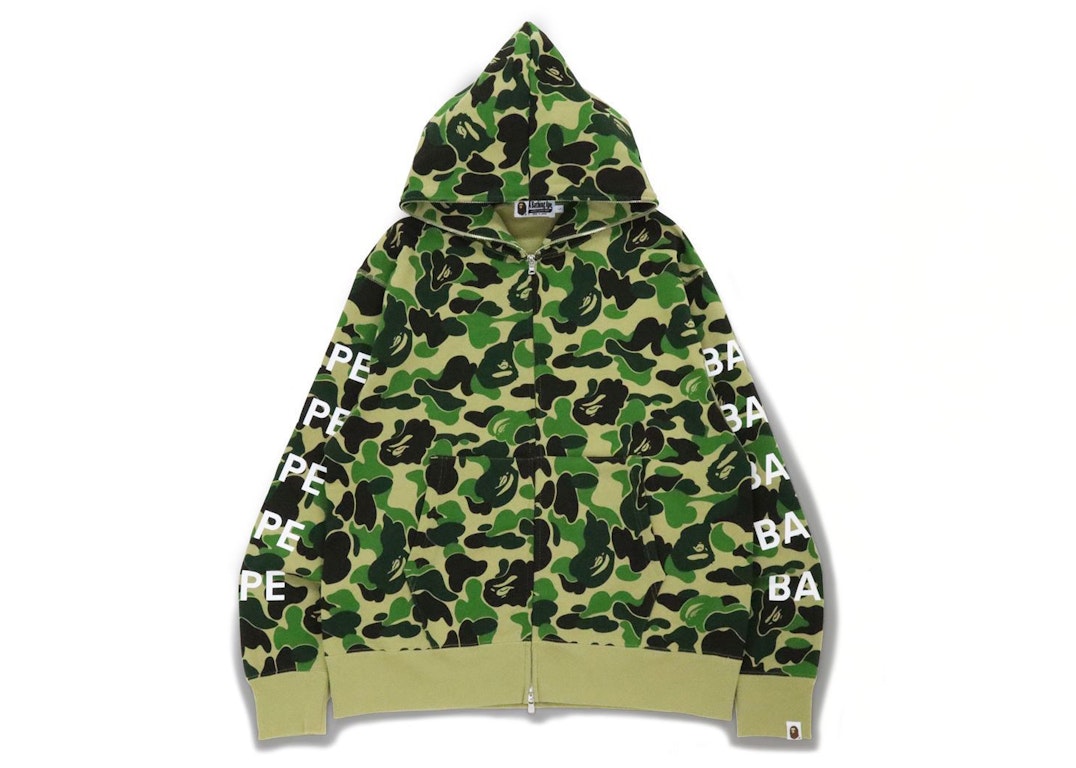 Pre-owned Bape Big Abc Camo Relaxed Fit Full Zip Hoodie Green
