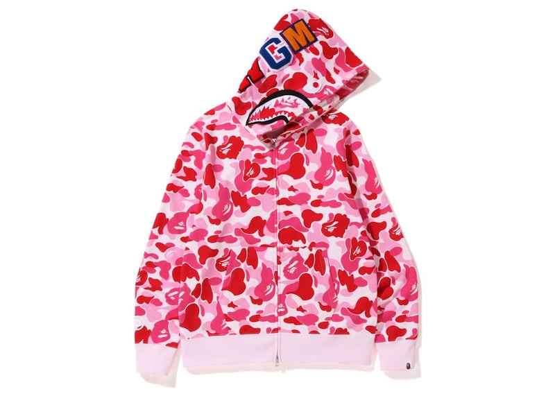 BAPE Big ABC Camo Shark Full Zip Hoodie Pink Men's - FW22 - US