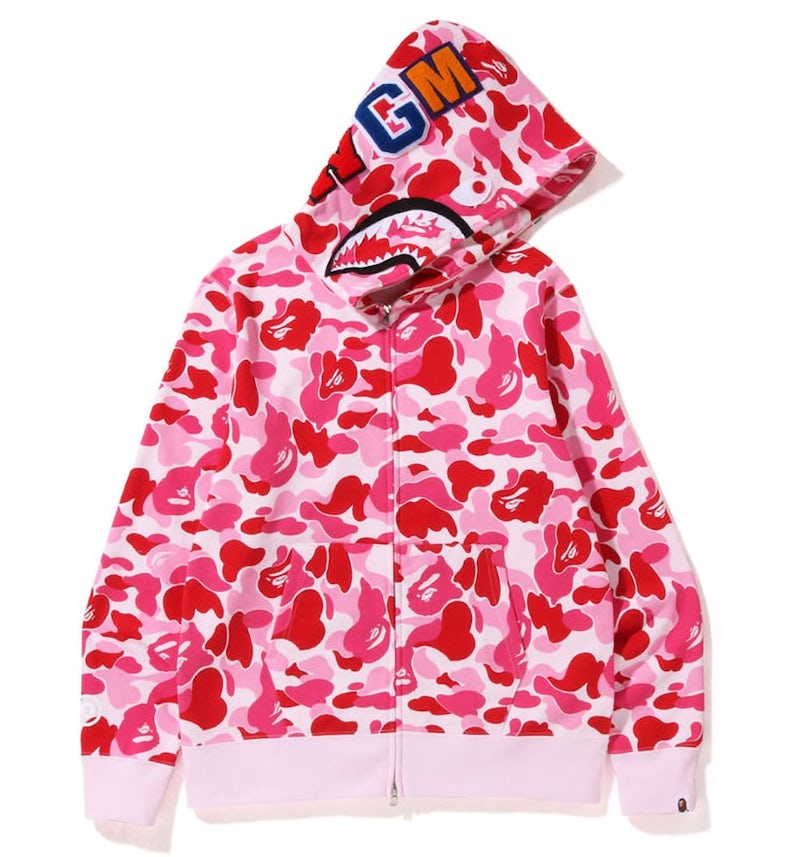 BAPE Big ABC Camo Shark Full Zip Hoodie Pink Men's FW22 US