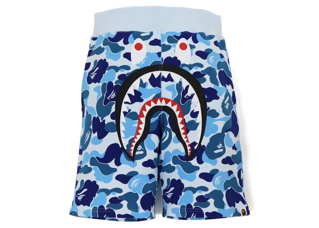Pre-owned Bape Big Abc Camo Shark Sweat Shorts Blue