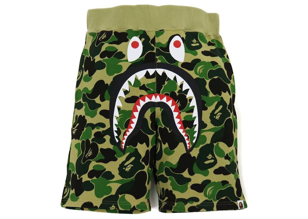Pre-owned Bape Big Abc Camo Shark Sweat Shorts Green