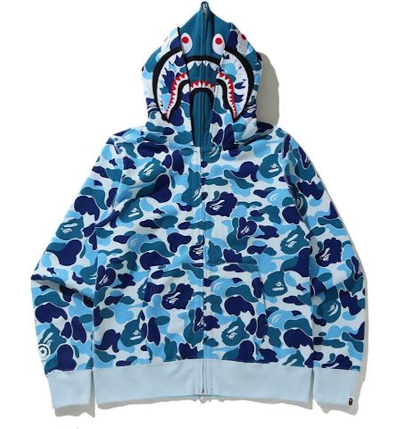 BAPE Big ABC Tarnfarbe Shark Wide Full Zip Double Hoodie Blau