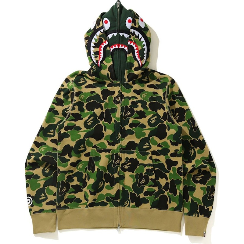 トップスGREEN CAMO SHARK FULL ZIP DOUBLE HOODIE - パーカー