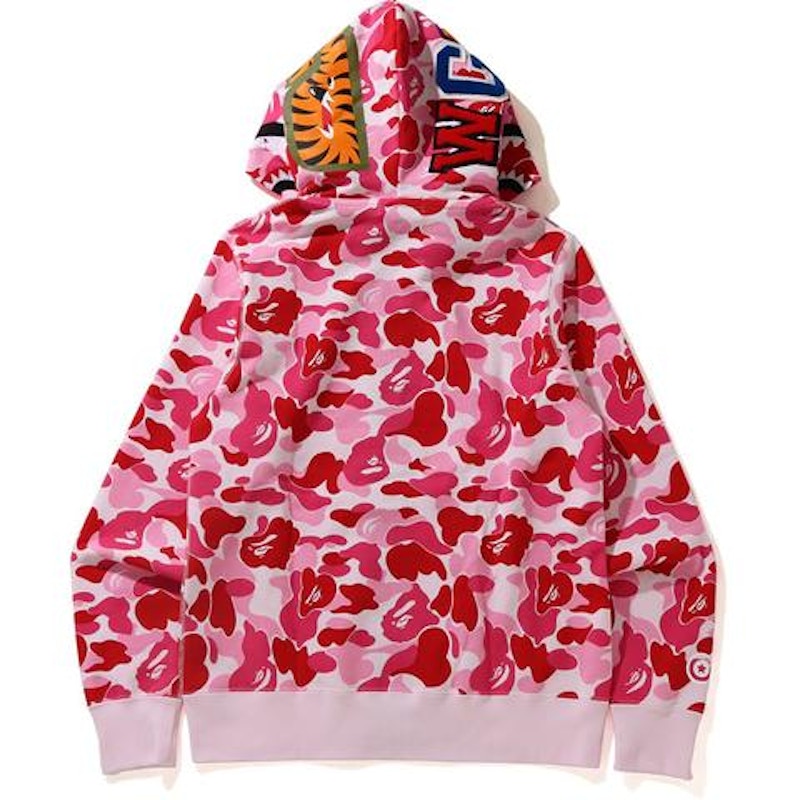 BAPE Big ABC Camo Shark Wide Full Zip Double Hoodie Pink Men s