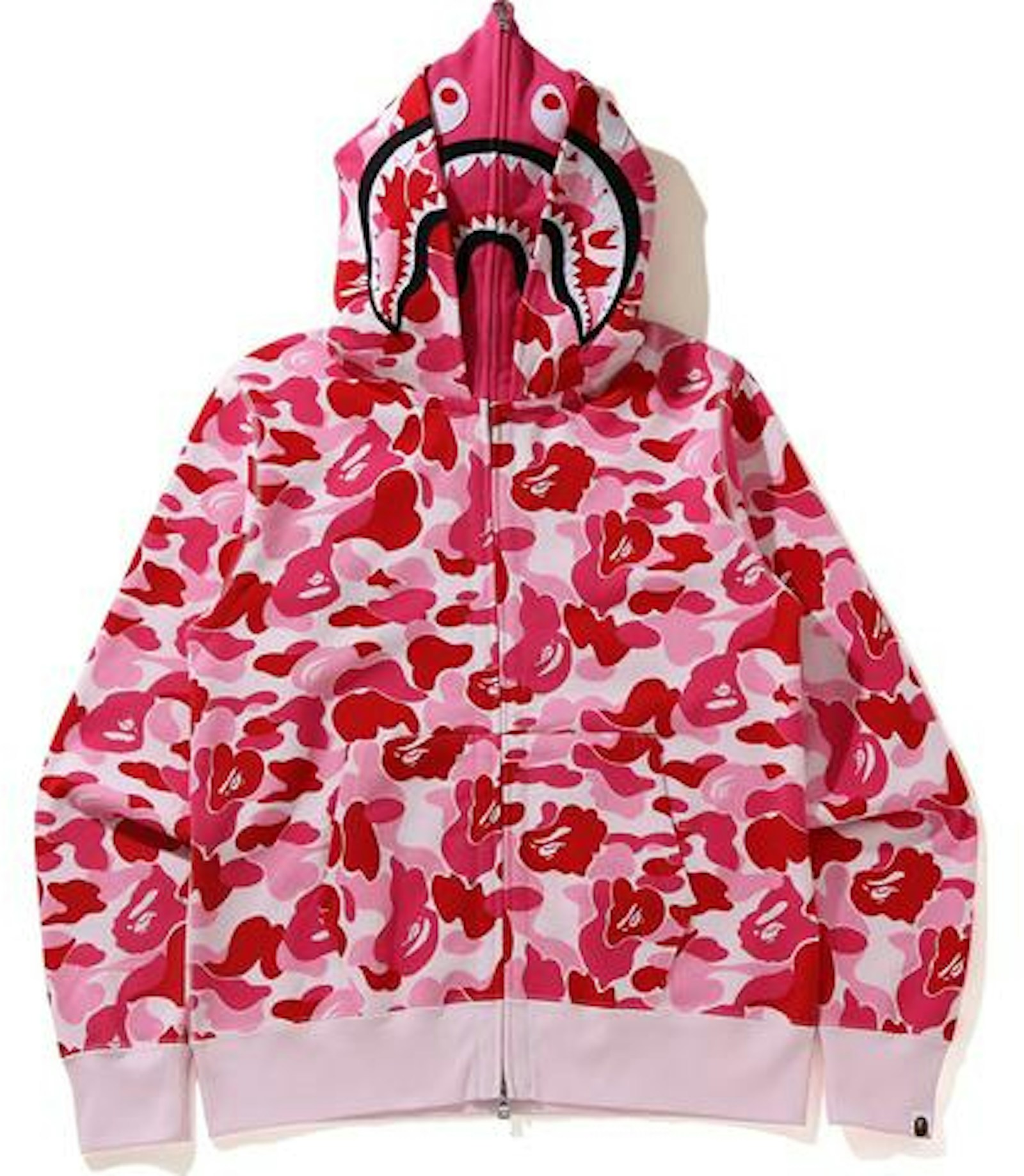 BAPE Big ABC Camo Shark Wide Full Zip Double Hoodie Pink - SS21