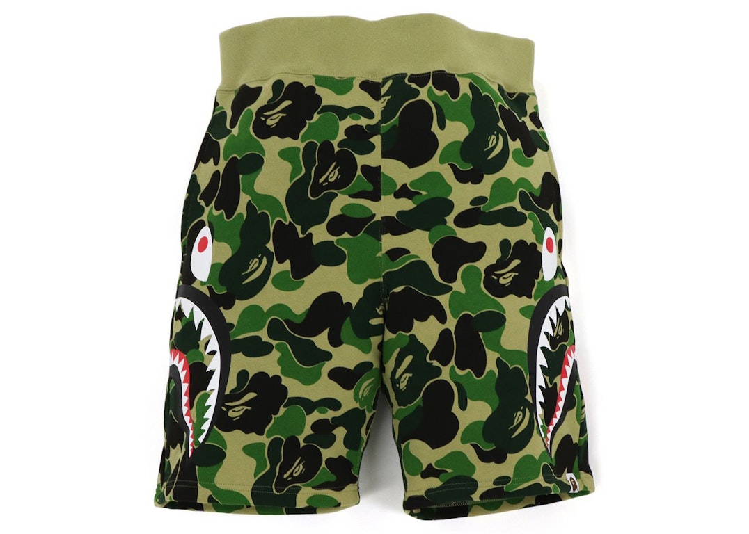 Pre-owned Bape Big Abc Camo Side Shark Sweat Shorts Green