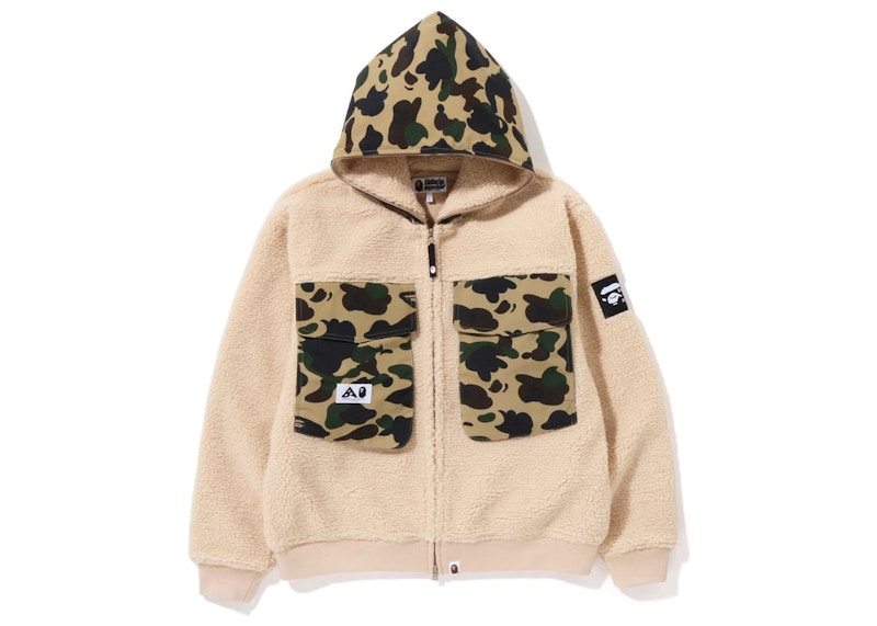 BAPE Big Pocket Relaxed Fit Boa Jacket Beige Men's - FW22 - US