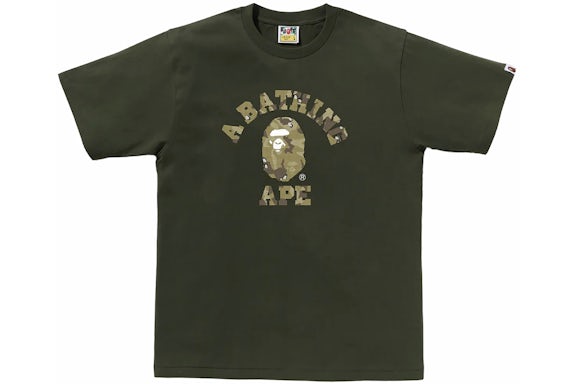 Camiseta universitaria de mapa de bits BAPE Olivedrab