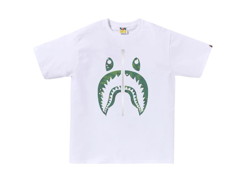 Pre-owned Bape Men's Bitmap Shark Tee Shirt In White