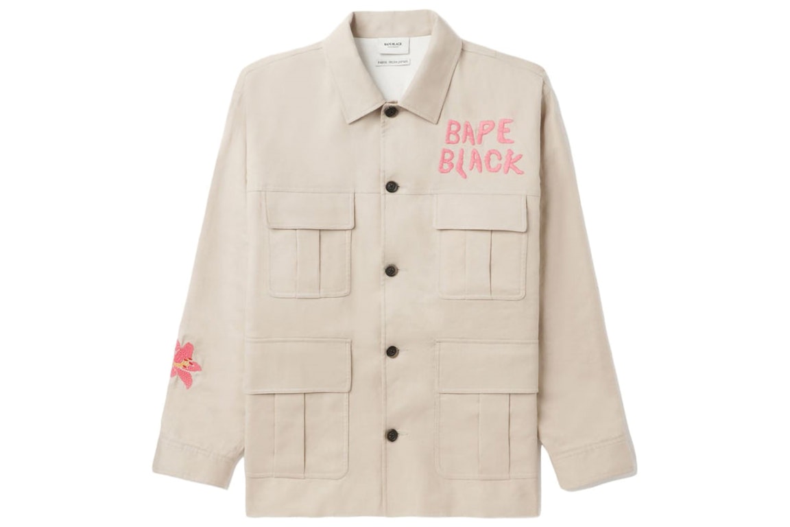 Pre-owned Bape Black Embroidery Hunter Jacket Beige