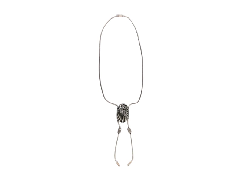 Pre-owned Bape Men's  Black Madface Pendant Necklace In Silver