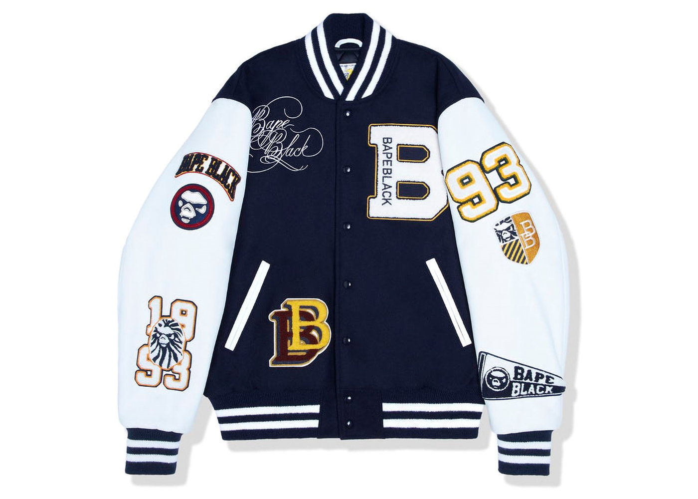 BAPE Black x Golden Bear Sportswear Varsity Jacket Navy Men's
