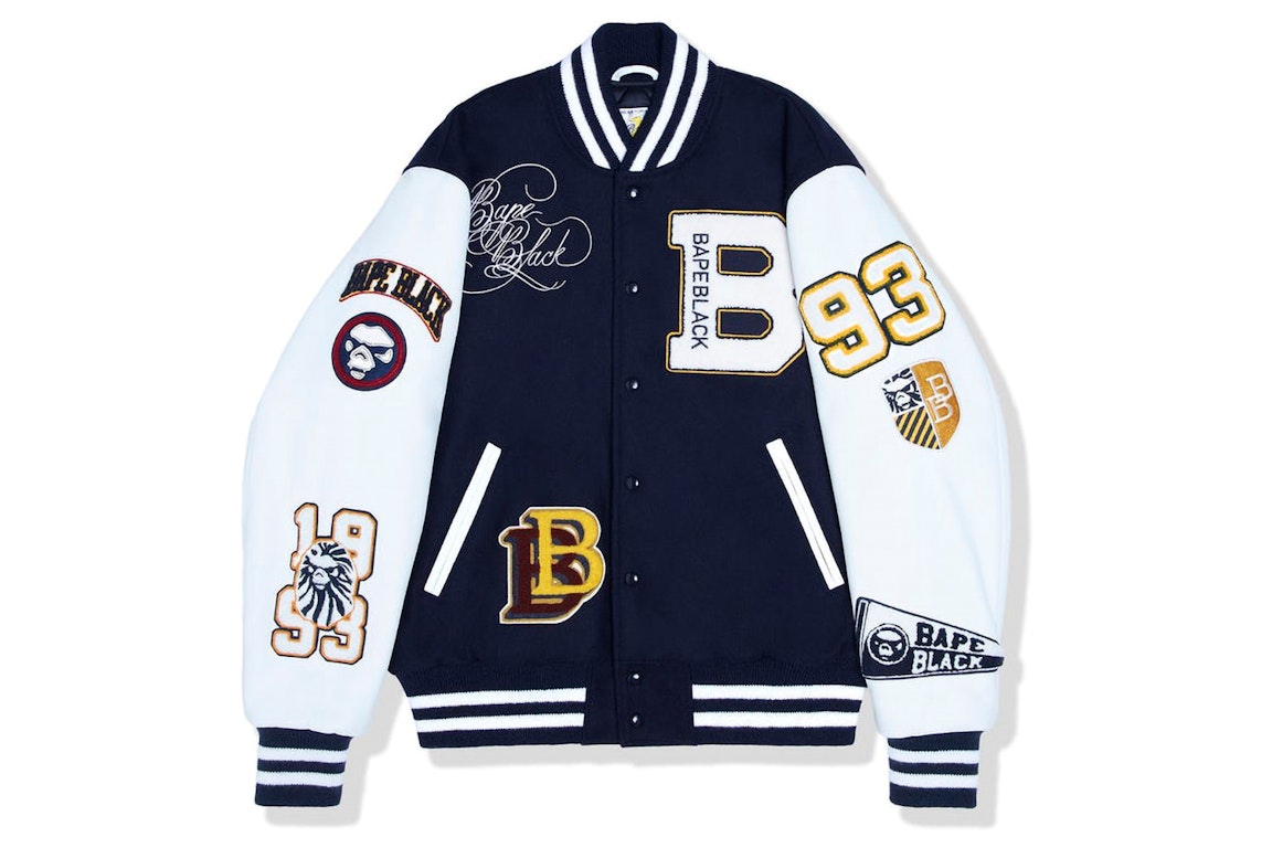 Pre-owned Bape Black X Golden Bear Sportswear Varsity Jacket Navy