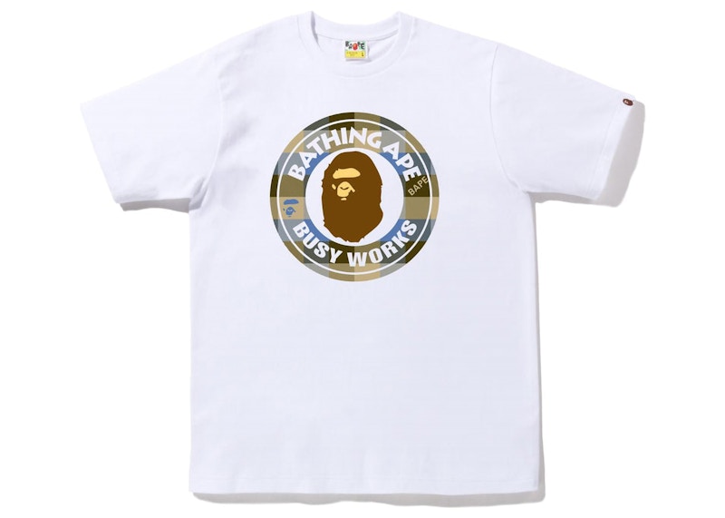 BAPE Block Check Busy Works Tee (FW22) Bianco Beige