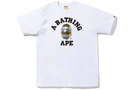 BAPE Block Check College Tee (FW22) White Beige