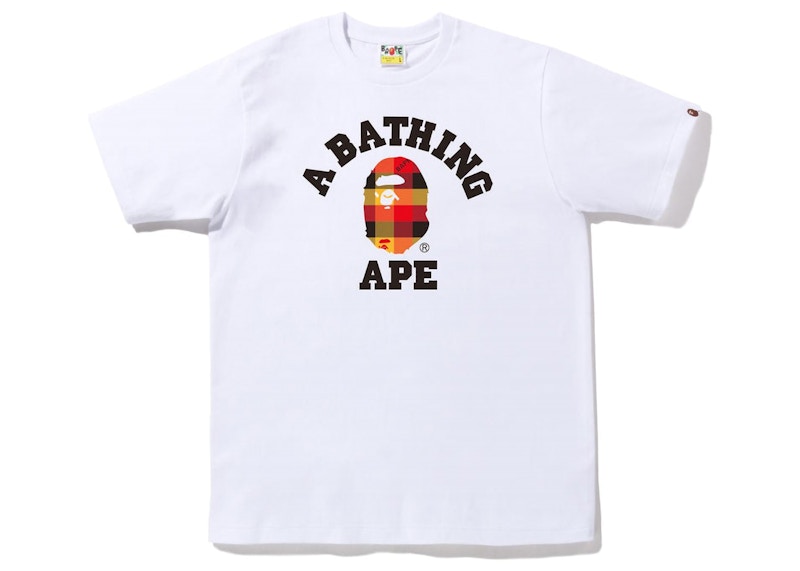 BAPE Block Check College Tee (FW22) White Red