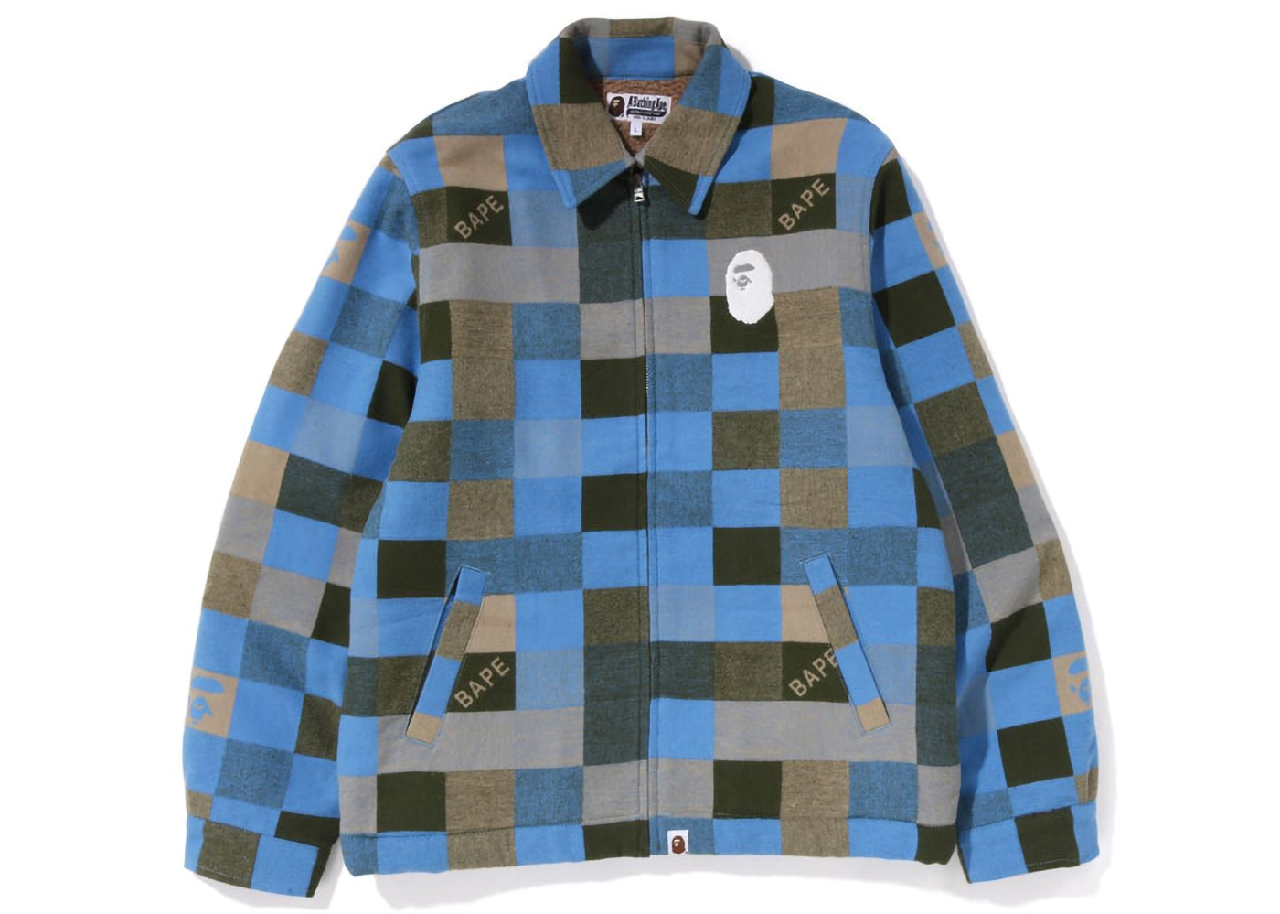 BAPE Block Check Relaxed Fit Light Jacket Beige Blue メンズ - FW22 ...