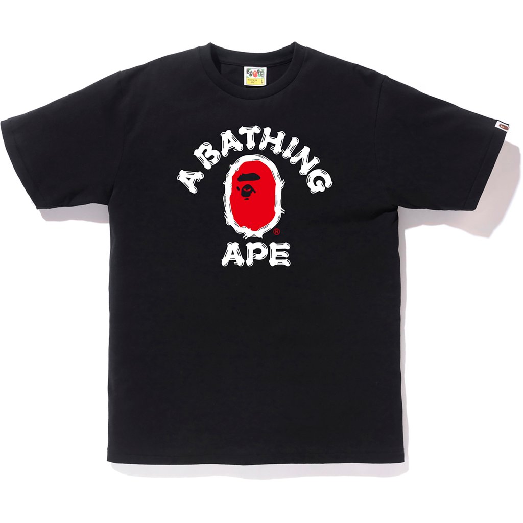 BAPE Brush College Tee Black Men's - FW19/SS23 - US