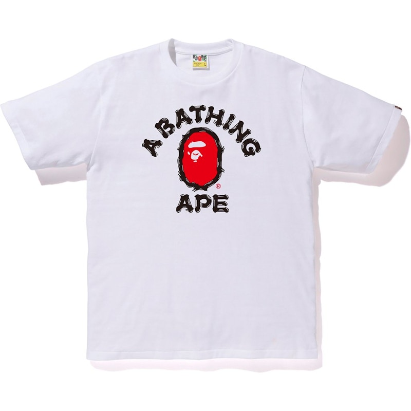 BAPE Brush College Tee White Men's - FW19/SS23 - US