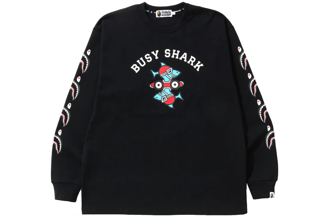BAPE Busy Shark Relaxed Fit Heavy Weight L/S Tee Black