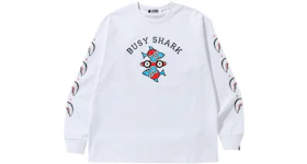 BAPE Busy Shark Relaxed Fit Heavy Weight L/S Tee White