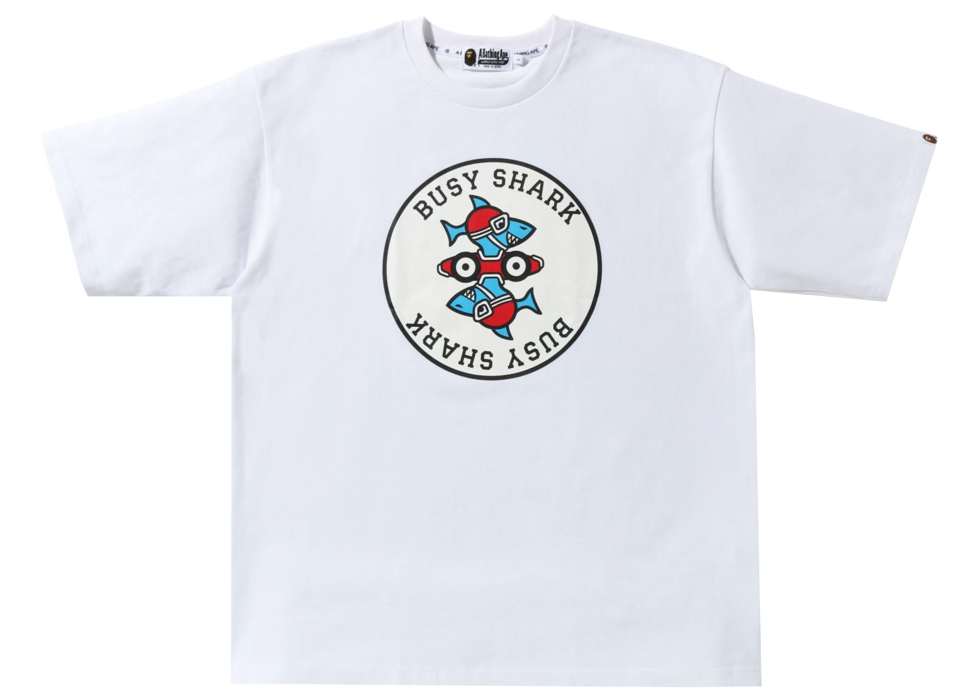 BAPE Busy Shark Relaxed Fit Heavy Weight Tee White Men's - SS22 - US