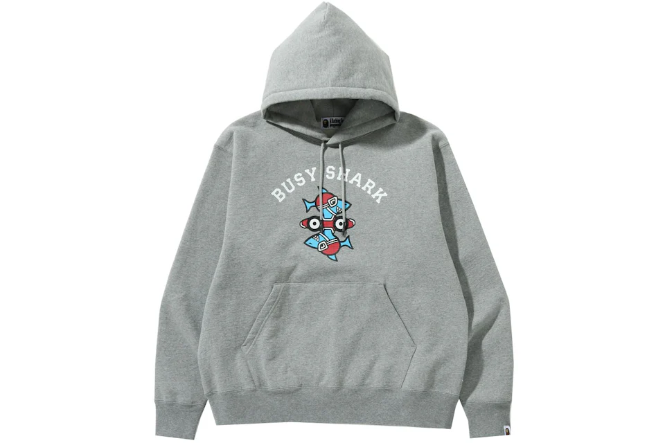 BAPE Busy Shark Relaxed Fit Pullover Hoodie (SS22) Gray