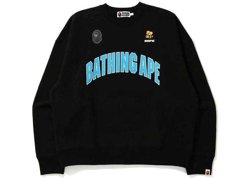 BAPE Classic Busy Works Relaxed Fit Crewneck Sweatshirt Navy