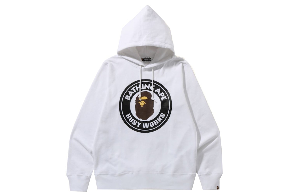 Pre-owned Bape Busy Works Pullover Hoodie (ss22) White